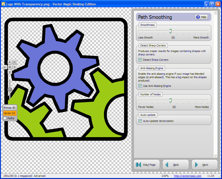 Vector Magic Desktop Edition Path Smoothing