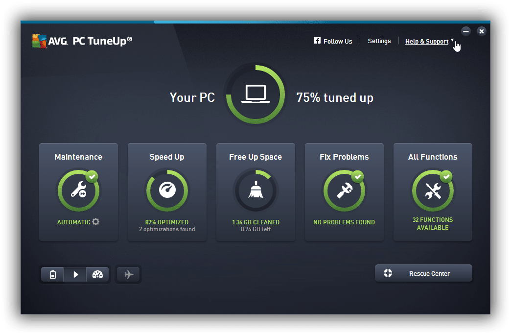 Avg pc tuneup with keys and