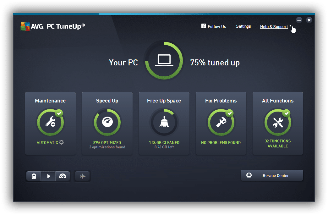 Avg pc tuneup with keys and 