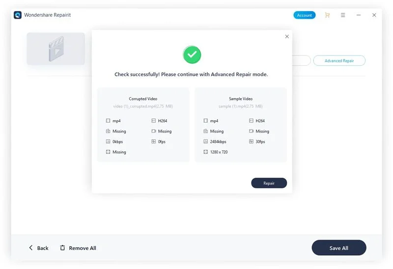 Wondershare Repairit Check Sample Videos