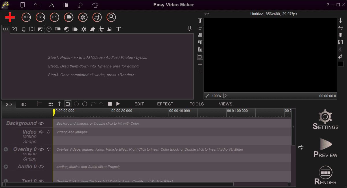 Easy Video Maker Platinum Main Screen