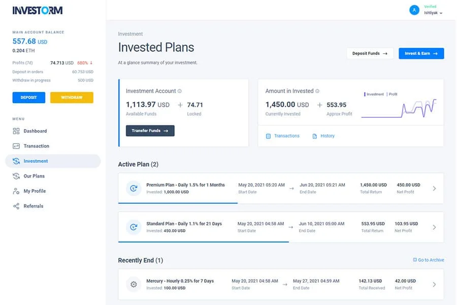 Investorm Advanced hyip investment management