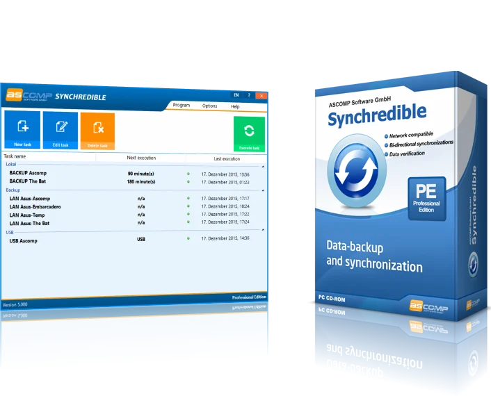 Synchredible product box and logo
