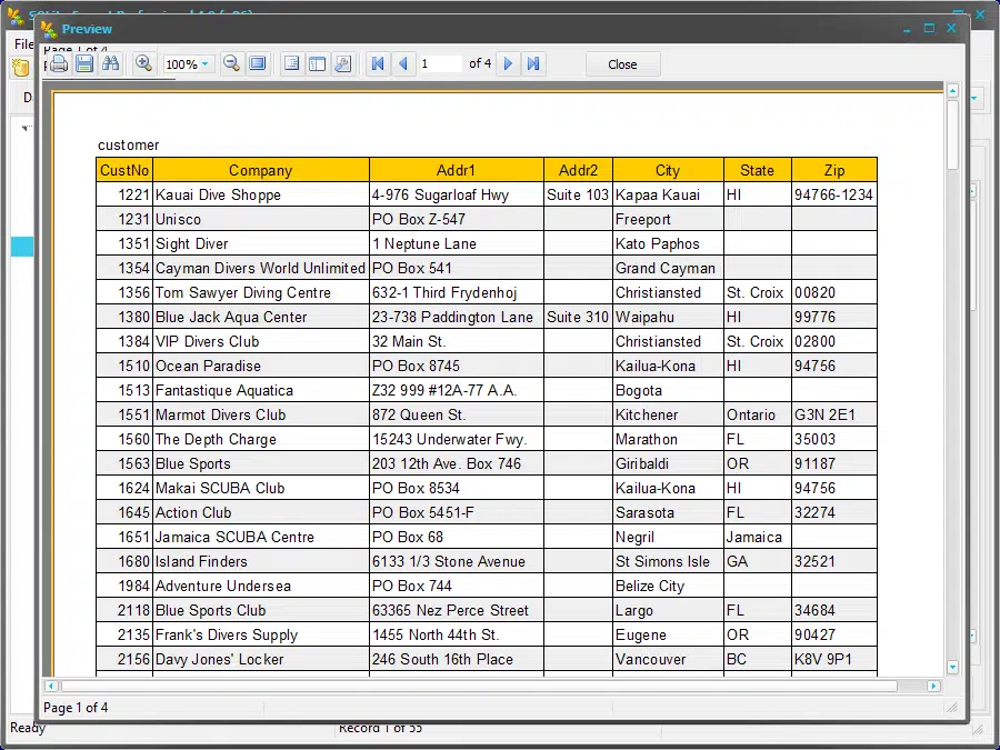 SQLite expert print preview large