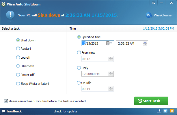 Wise Auto Shutdown For Windows Free Download with 
