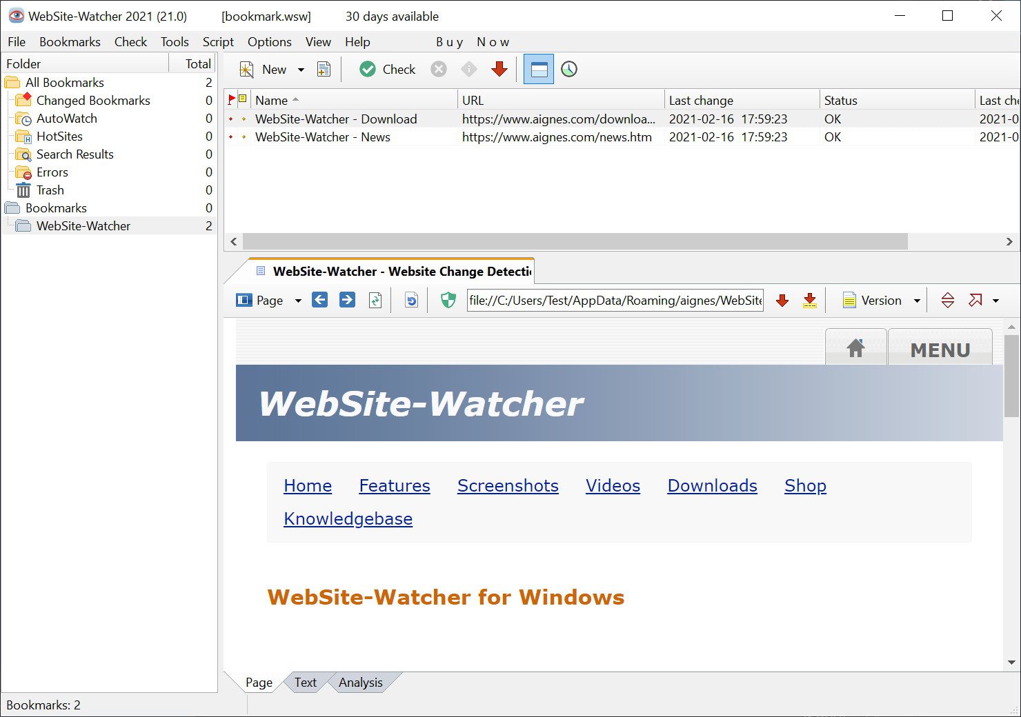 WebSite-Watcher Business Edition Free Download