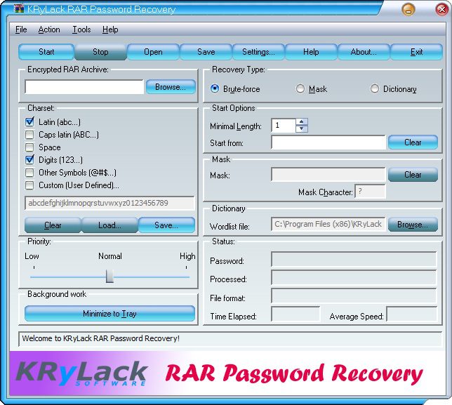 KRyLack RAR Password Recovery With keys Full Version