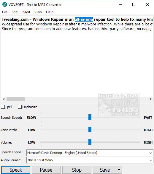 VovSoft Text to MP3 Converter Serial keys