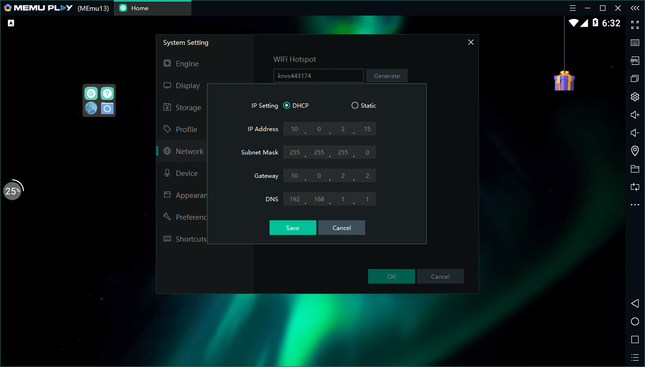 Computer game settings screen on MEmu Android Emulator