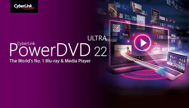 CyberLink Media Player showcasing PowerDVD 22 Ultra, featuring'Ultra' branding.
