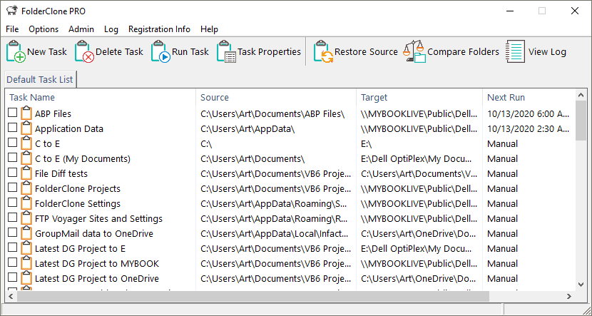 Software window displaying various file types in FolderClone.