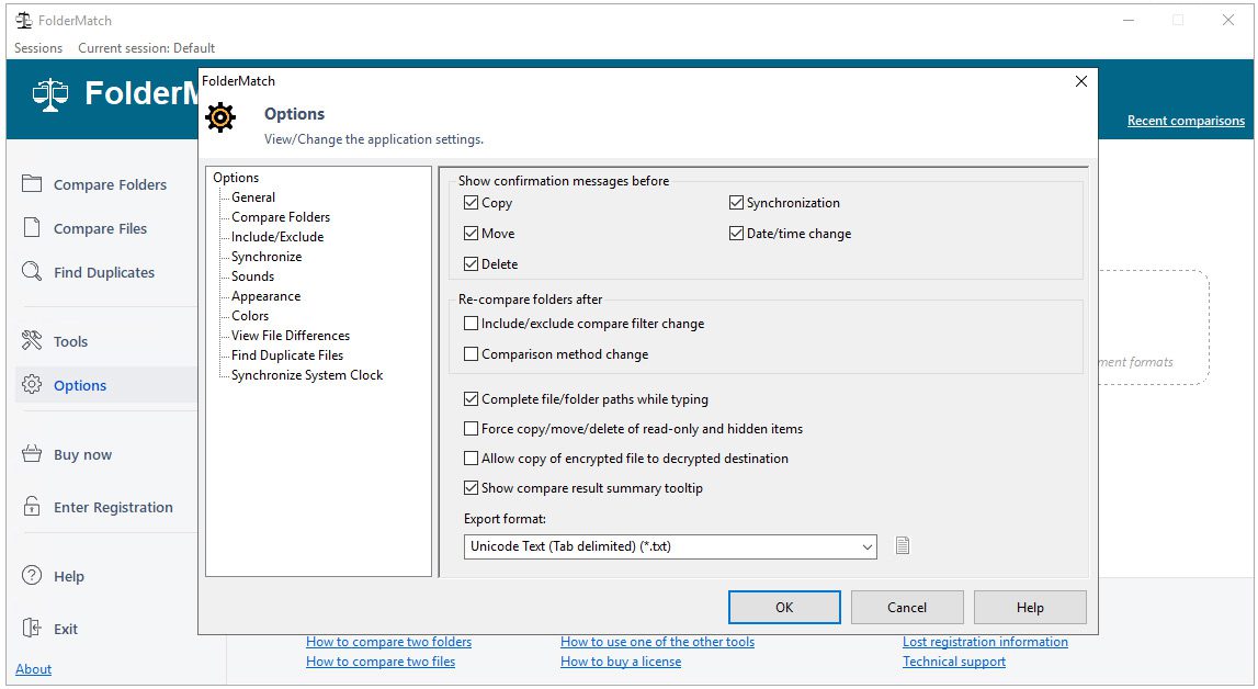 Settings dialer in Windows 10: FolderMatch.