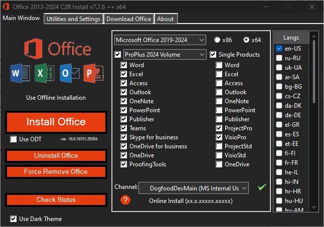 Office 2010 logo with Office 2013-2024 C2R Install text overlay.