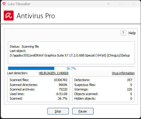 Avira Antivirus Pro Screen With Scan Option