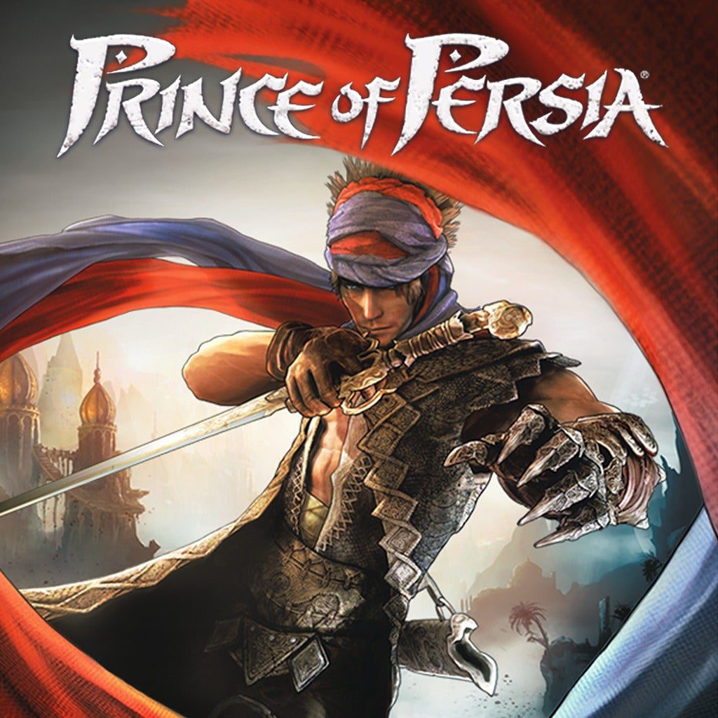 Official artwork for "Prince of Persia: The Sands of Time" game, showcasing the heroic Prince