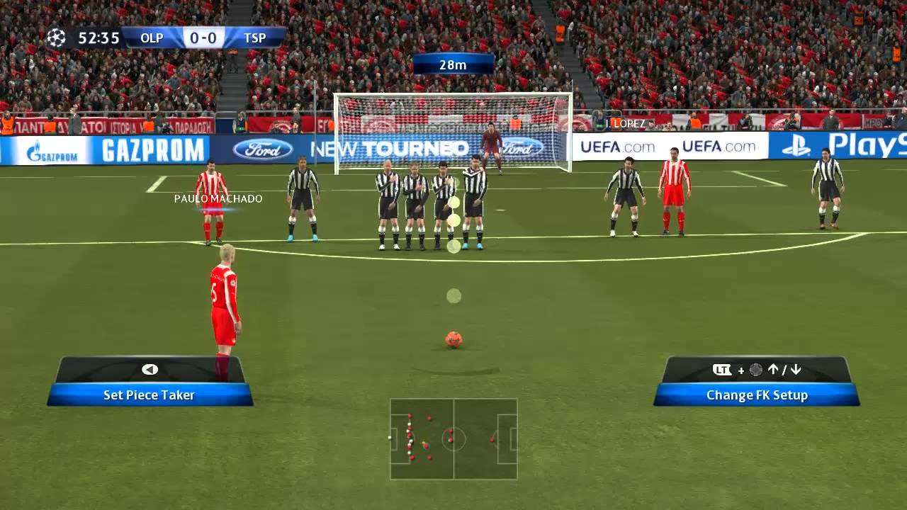 Screenshot of Pro Evolution Soccer 2014 game being played on a computer screen.