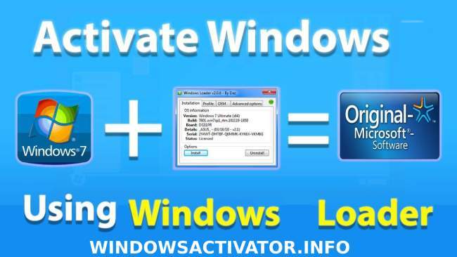 Activating Windows 7 using Windows Loader.