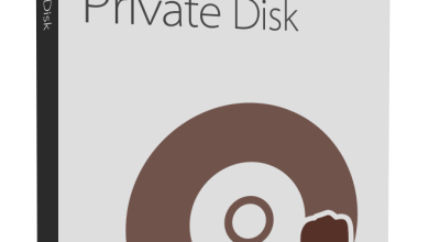 The image shows the software box for "Gilisoft Private Disk." The box is gray with the Gilisoft logo in red at the top right corner. In the center, there's an icon of a CD/DVD with a silhouette of a person next to it.