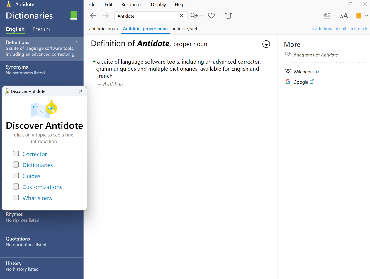Antidote 12 Grammar and Spell Checker, Antidote Software: Writing Enhancement Tool, French Language Software for Writing Improvement, French Proofreading Tool and Syntax Checker, Professional Writing Tool with French-English Dictionary
