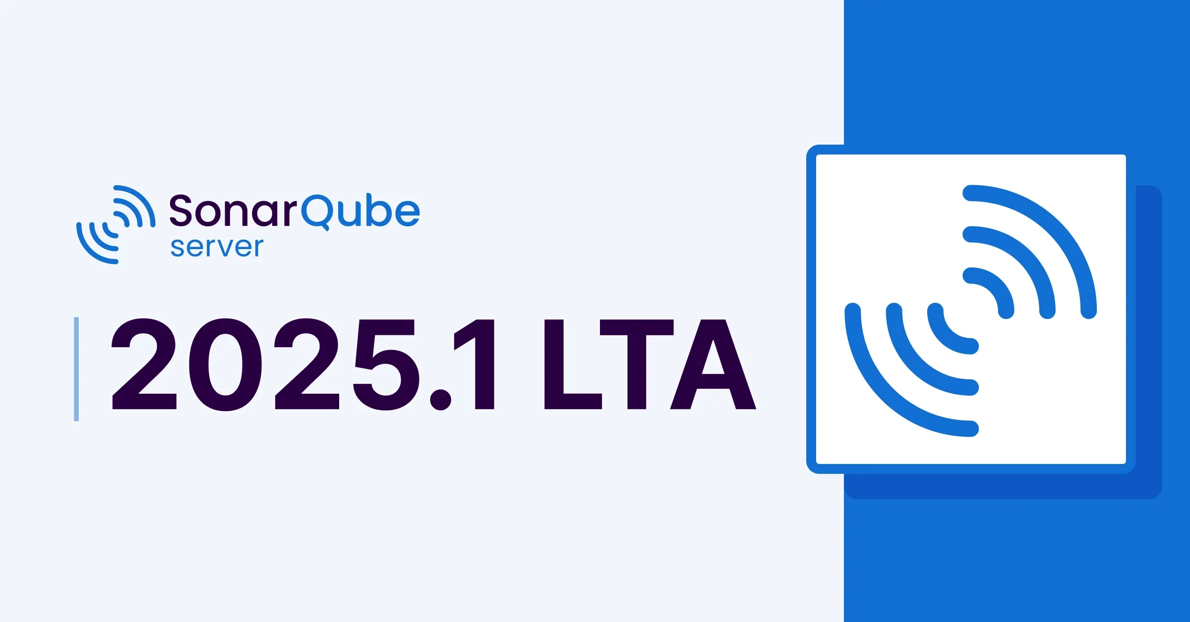 SonarQube server 2025.1 LTA logo with stylized sound waves on a blue and white background, representing the cutting-edge Code Quality Tool for enhanced Security.
