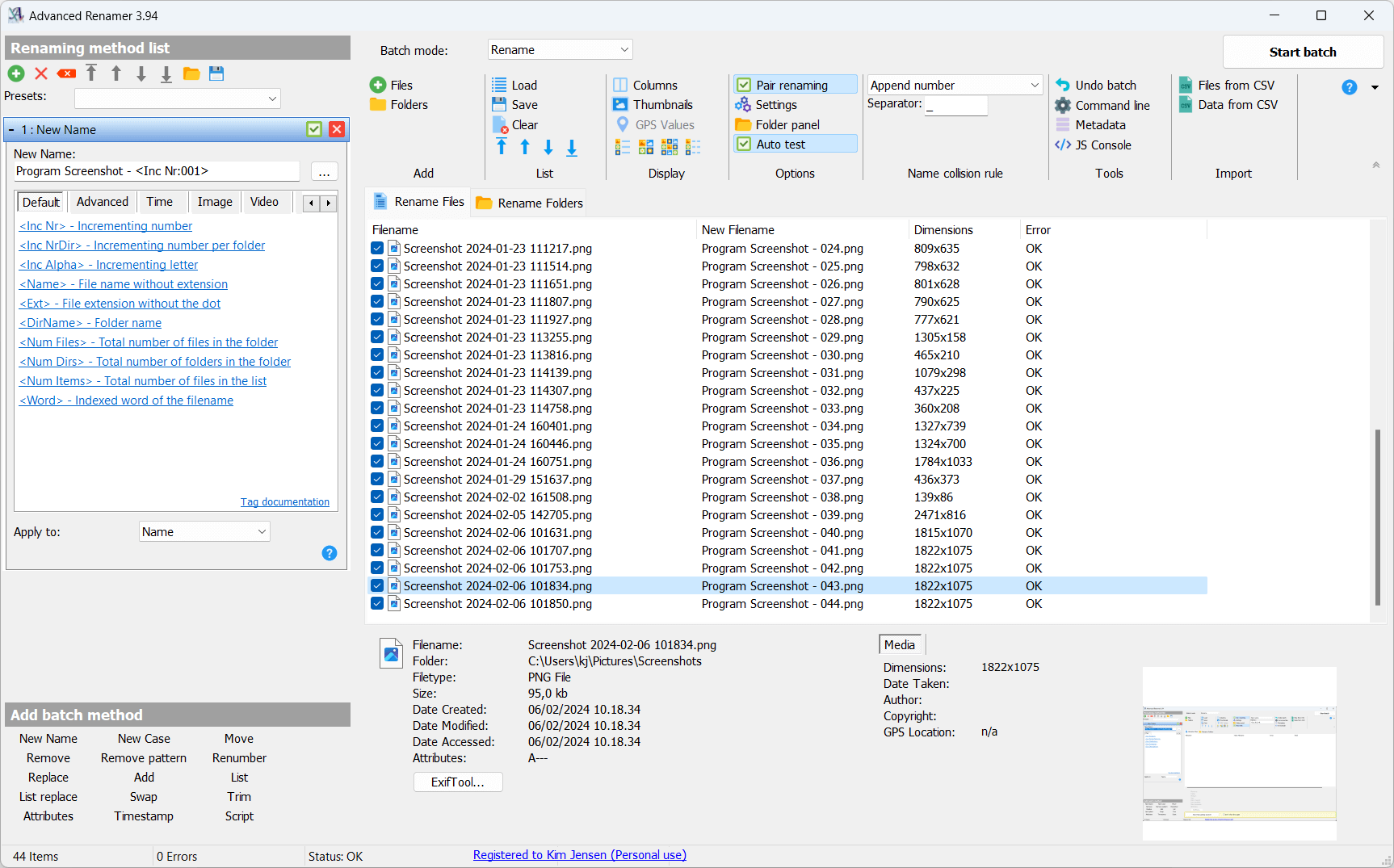 Advanced Renamer 4 For Windows full version