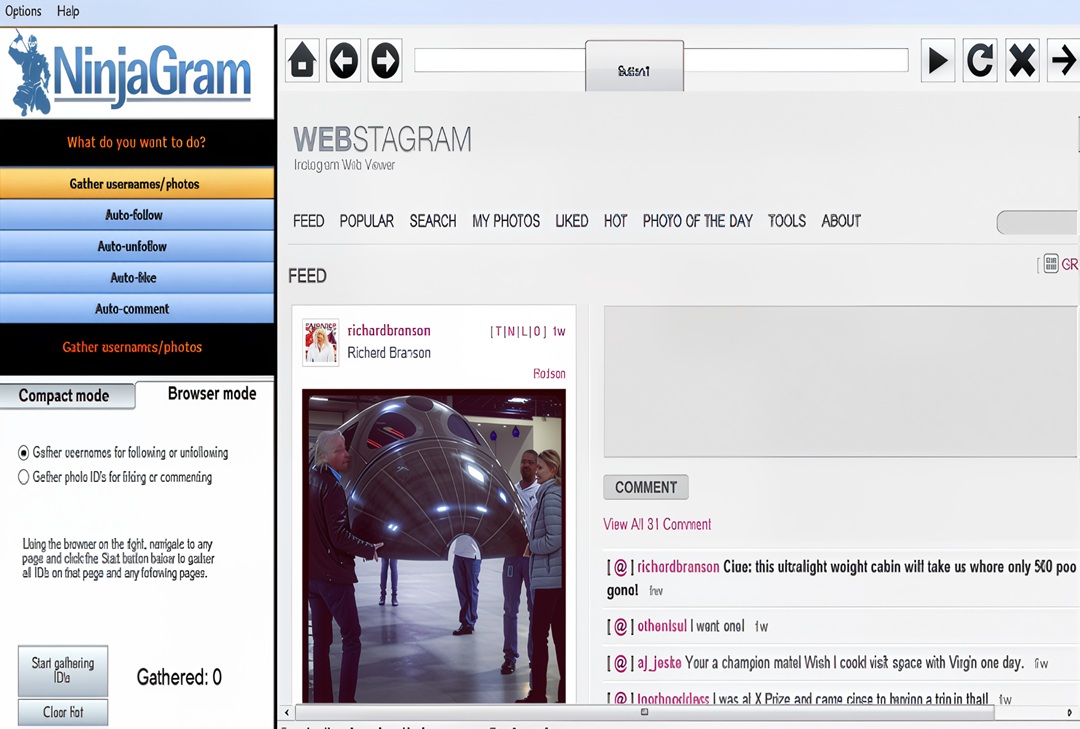 Ninjagram Instagram Software with keys